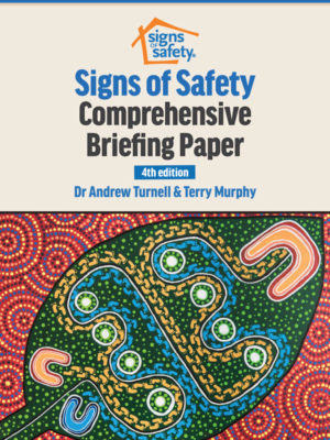 Cover of Signs of Safety Briefing Paper showing Indigenous art representing pathways for child protection